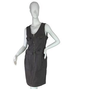 Prairie Underground Utility Sleeveless Dress in Gray Graphite Made in Seattle, L